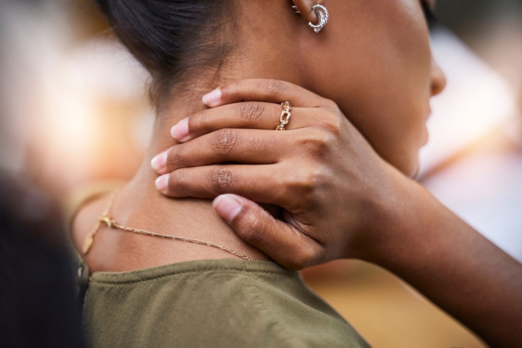 Woman with chronic neck pain.
