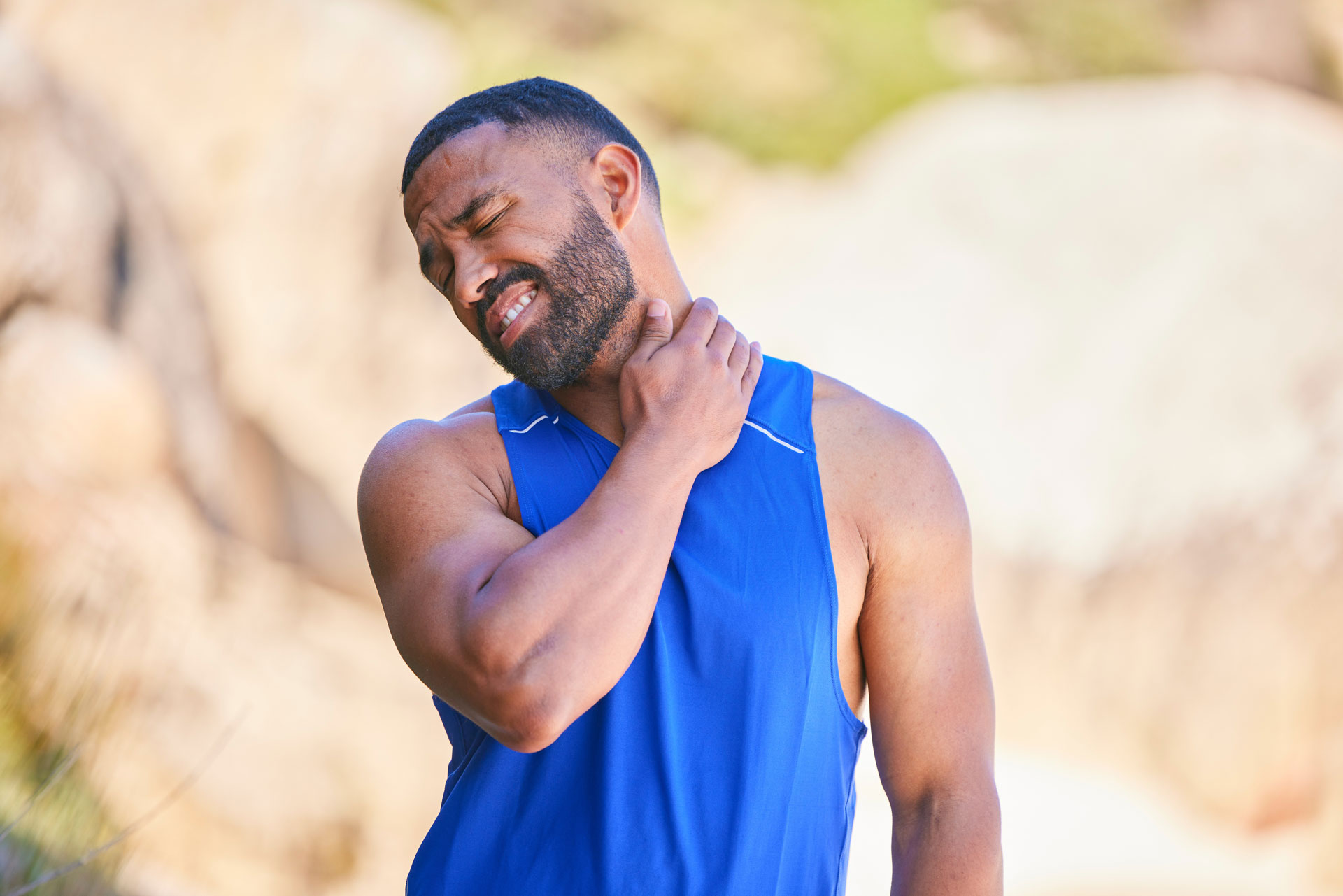 Man with neck pain.